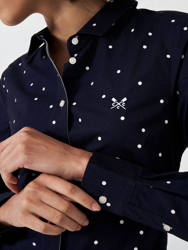 Crew Clothing Dark Blue Lulworth 100% Cotton Shirt - Image 4 of 4 Crew Clothing Dark Blue Lulworth 100% Cotton Shirt - Image 4 of 4