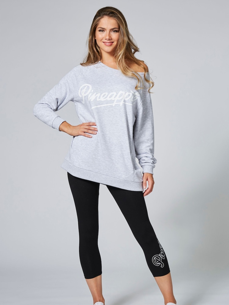 Pineapple Black Logo High Waisted Crop Leggings - Image 2 of 5