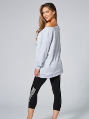 Pineapple Black Logo High Waisted Crop Leggings - Image 3 of 5