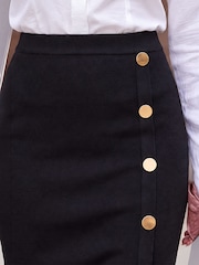 Roman Black Button Wrap Skirt - Image 4 of 4