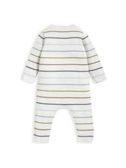 Mamas & Papas Cream Stripe Rib Knit Romper - Image 3 of 3