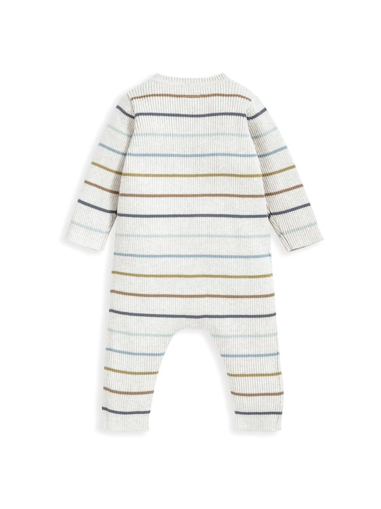 Mamas & Papas Cream Stripe Rib Knit Romper - Image 3 of 3