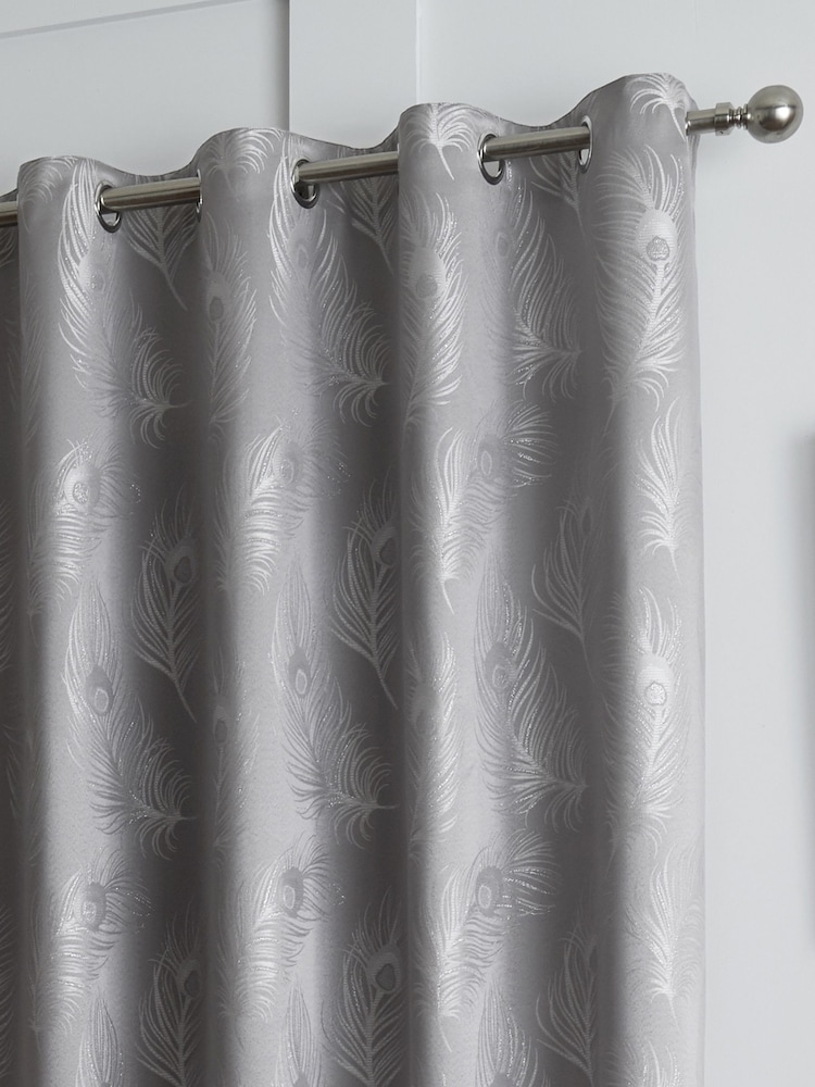 Curtina 100% Cotton Feather Jacquard Lined Eyelet Curtains - Imagem 1 de 4