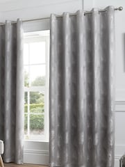 Curtina 100% Cotton Feather Jacquard Lined Eyelet Curtains - Imagem 2 de 4