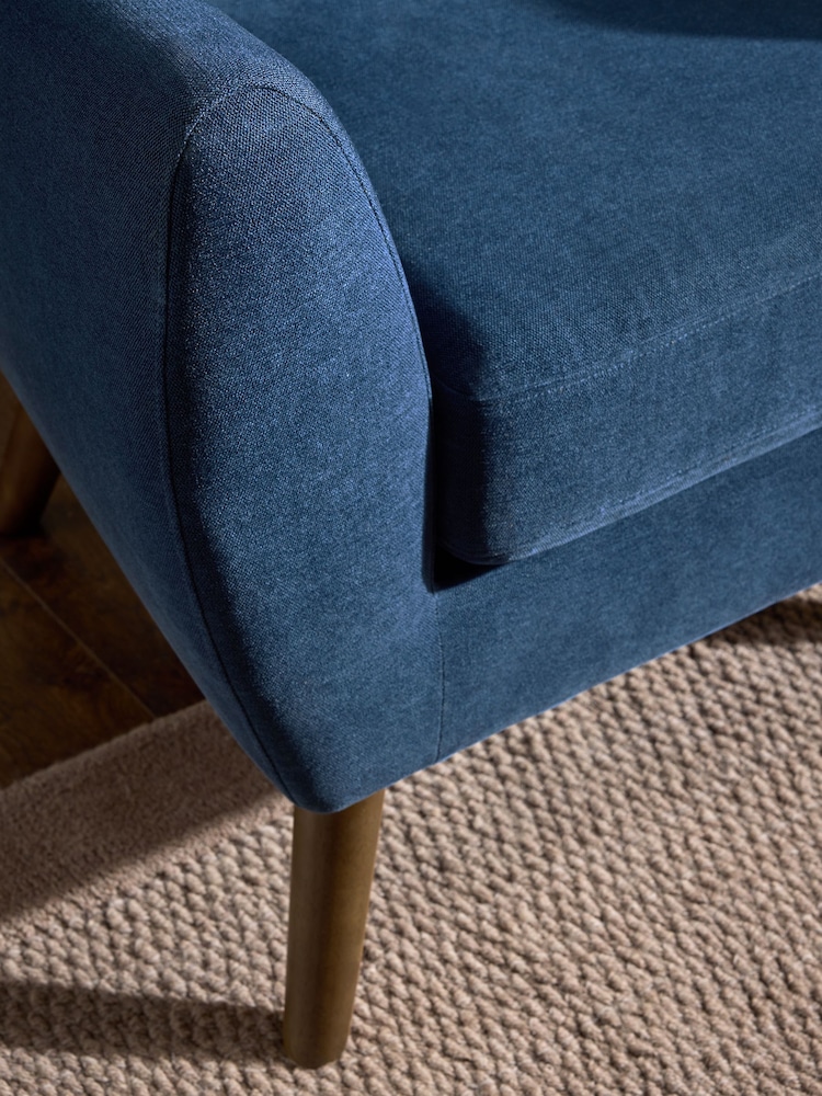 Soft Twill Navy Blue Wilson Highback Large Armchair - Image 2 of 6 Soft Twill Navy Blue Wilson Highback Large Armchair - Image 2 of 6