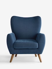 Soft Twill Navy Blue Wilson Highback Large Armchair - Image 3 of 6