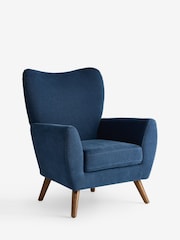 Soft Twill Navy Blue Wilson Highback Large Armchair - Image 4 of 6