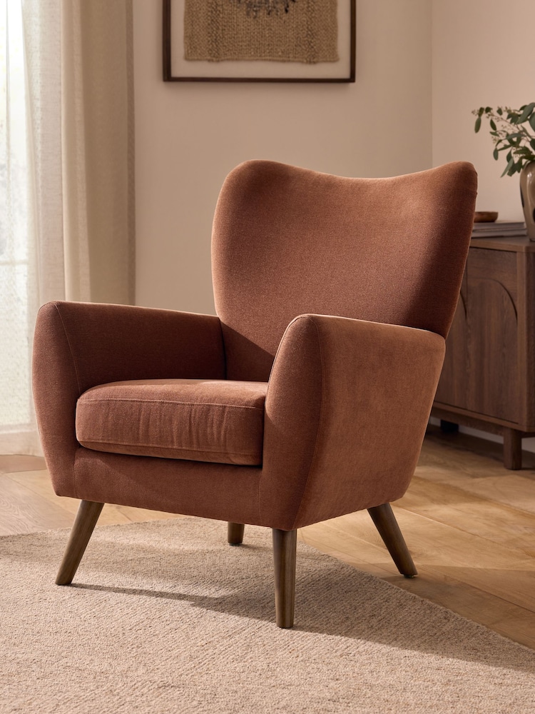 Soft Twll Rust Brown Wilson Highback Large Armchair - Image 1 of 7 Soft Twll Rust Brown Wilson Highback Large Armchair - Image 1 of 7