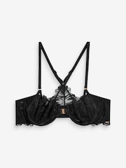 Lipsy Black Non Pad Balcony Embroidery Bra - Image 4 of 5