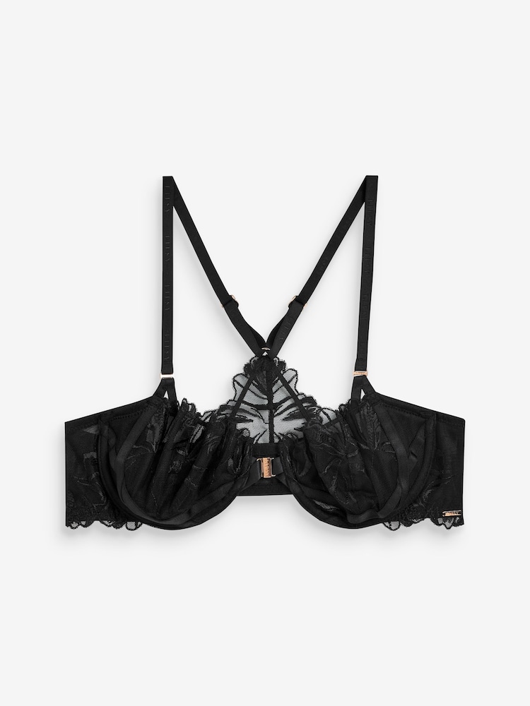 Czarny - Lipsy Embroidery Bra - Image 4 of 5