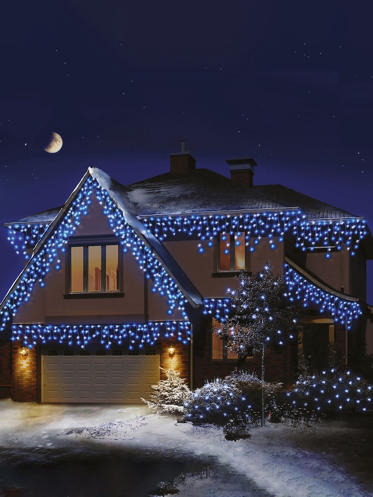Premier Decorations Ltd White Brite 720 LED Snowing Icicles Christmas Lights with Timer 17.8M - Image 1 of 4
