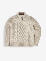 JoJo Maman Bébé Ecru Cable Half Zip Jumper - Image 1 of 4