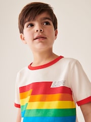 Little Bird by Jools Oliver Red/Ecru Stripe Short Sleeve Raglan Colourful 100% Cotton T-Shirt - Image 4 of 5