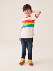 Little Bird by Jools Oliver Red/Ecru Stripe Short Sleeve Raglan Colourful 100% Cotton T-Shirt - Image 5 of 5