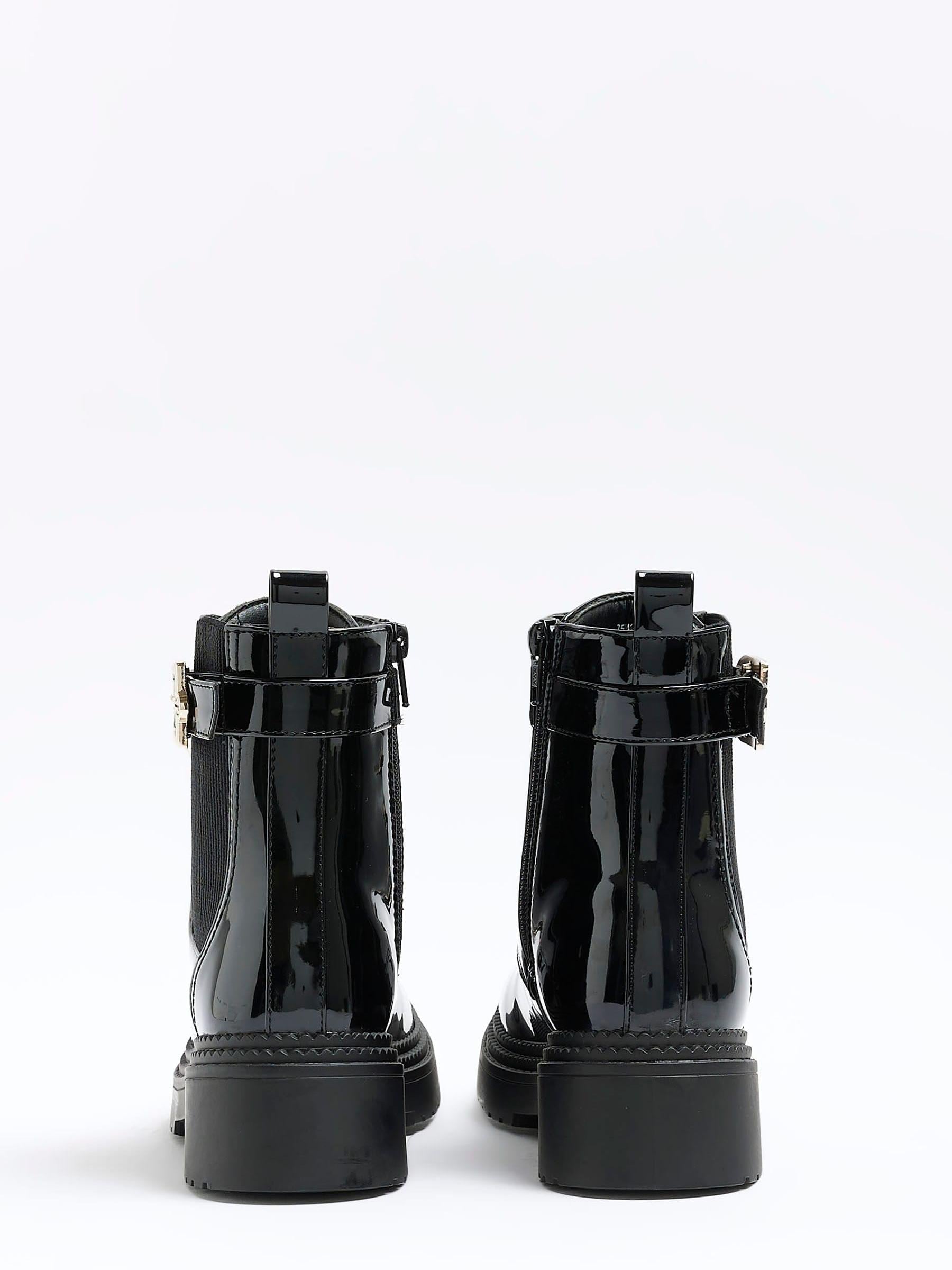 River island black buckle boots top
