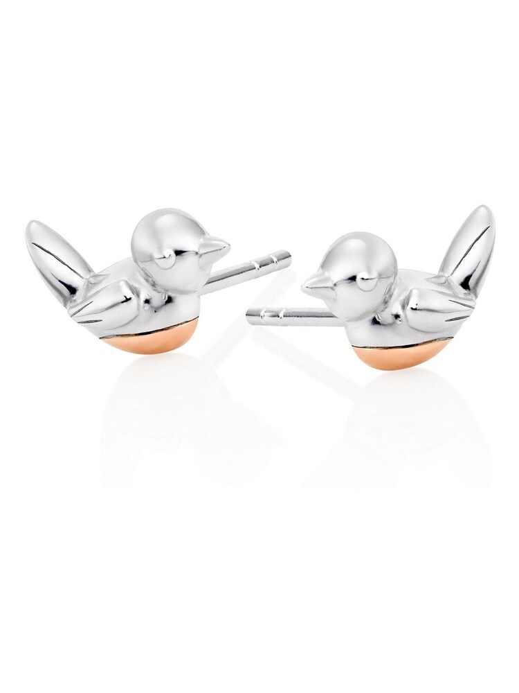 Beaverbrooks Sterling Silver And Rose Gold Plated Robin Earrings - Image 1 of 3 Beaverbrooks Sterling Silver And Rose Gold Plated Robin Earrings - Image 1 of 3