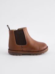Tan Brown Standard Fit (F) Warm Lined Leather Chelsea Boots - Image 2 of 5