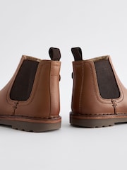Tan Brown Standard Fit (F) Warm Lined Leather Chelsea Boots - Image 3 of 5