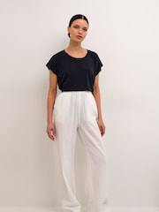 Kaffe Naya With Elastic Waist Casual 100% Cotton Trousers - Image 3 of 6