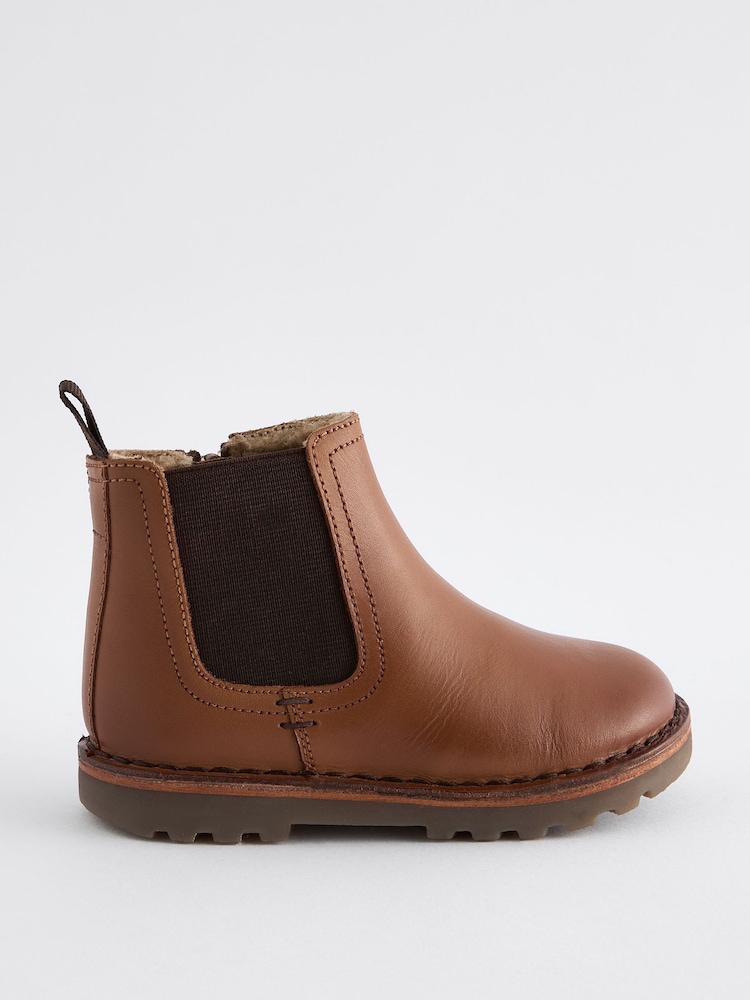 Hellbraun - Warmgefütterte Chelsea-Stiefeletten aus Leder - Bild 2 von 5 Hellbraun - Warmgefütterte Chelsea-Stiefeletten aus Leder - Bild 2 von 5