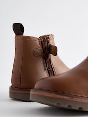 Hellbraun - Warmgefütterte Chelsea-Stiefeletten aus Leder - Bild 3 von 5
