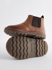 Hellbraun - Warmgefütterte Chelsea-Stiefeletten aus Leder - Bild 4 von 5