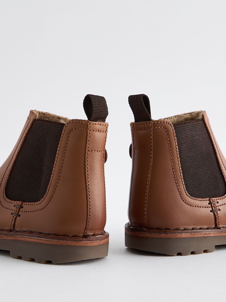 Hellbraun - Warmgefütterte Chelsea-Stiefeletten aus Leder - Bild 5 von 5 Hellbraun - Warmgefütterte Chelsea-Stiefeletten aus Leder - Bild 5 von 5
