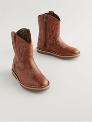 Brown Leather Western Boots - Image 1 of 6