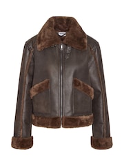 NOISY MAY Brown Shearling Jacket - Image 1 of 3