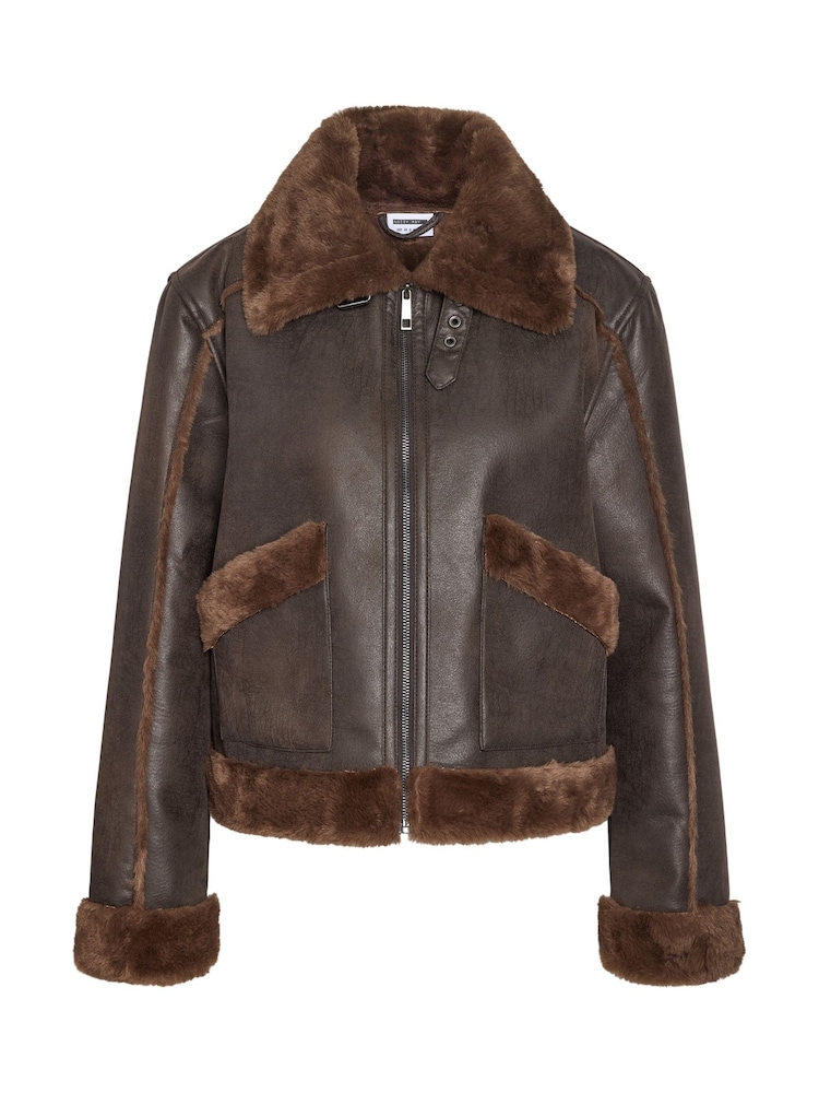 NOISY MAY Brown Shearling Jacket - Image 1 of 3