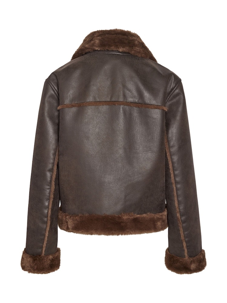 NOISY MAY Brown Shearling Jacket - Image 2 of 3