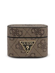 Guess Pc Pu 4G Round Shape Brown Airpods Case with Metal Logo - Image 1 of 2