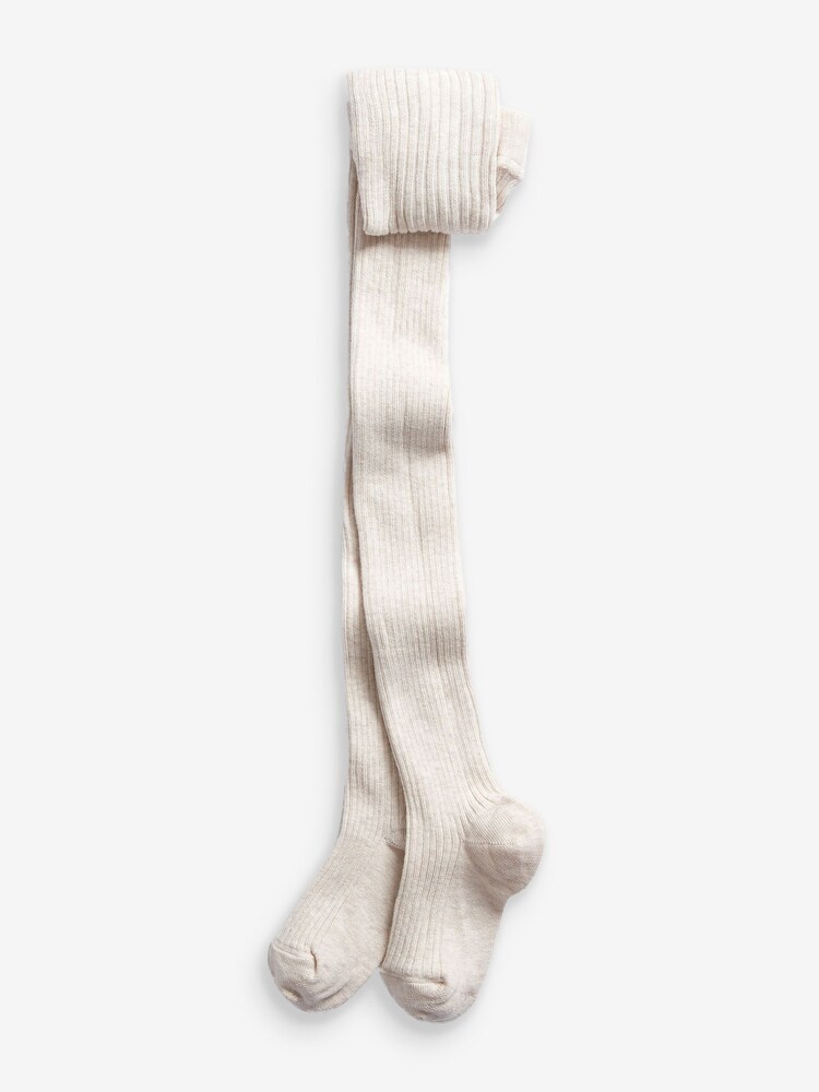 Oatmeal/Sage/Ginger Cotton Rich Rib Tights 3 Pack - Image 4 of 4