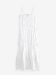 White Embroidered Strappy Maxi Summer Dress - Image 5 of 8