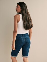 Inky Blue Denim Knee Length Shorts - Image 2 of 5