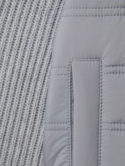 Reiss Soft Grey Melange Trainer Hybrid Zip Through Quilted Jacket - Image 3 of 8