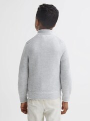 Reiss Soft Grey Melange Trainer Hybrid Zip Through Quilted Jacket - Image 5 of 8