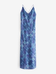 Blue Satin Strappy Tie-Dye Dress - Image 5 of 6