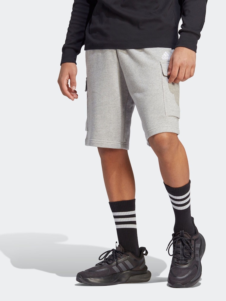adidas Grey Essentials French Terry Cargo 100% Cotton Shorts - Image 1 of 6