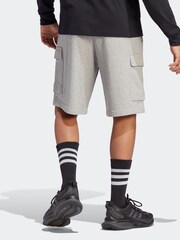 adidas Grey Essentials French Terry Cargo 100% Cotton Shorts - Image 2 of 6