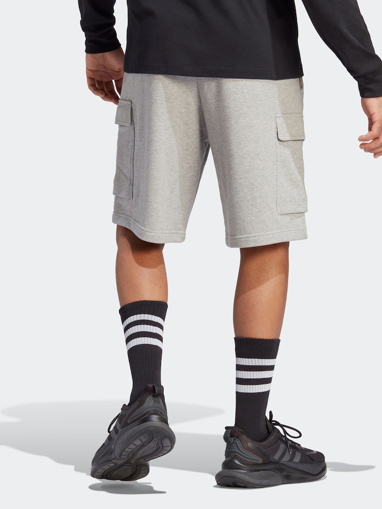 adidas Grey Essentials French Terry Cargo 100% Cotton Shorts - Image 2 of 6
