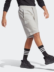 adidas Grey Essentials French Terry Cargo 100% Cotton Shorts - Image 3 of 6