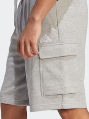 adidas Grey Essentials French Terry Cargo 100% Cotton Shorts - Image 4 of 6