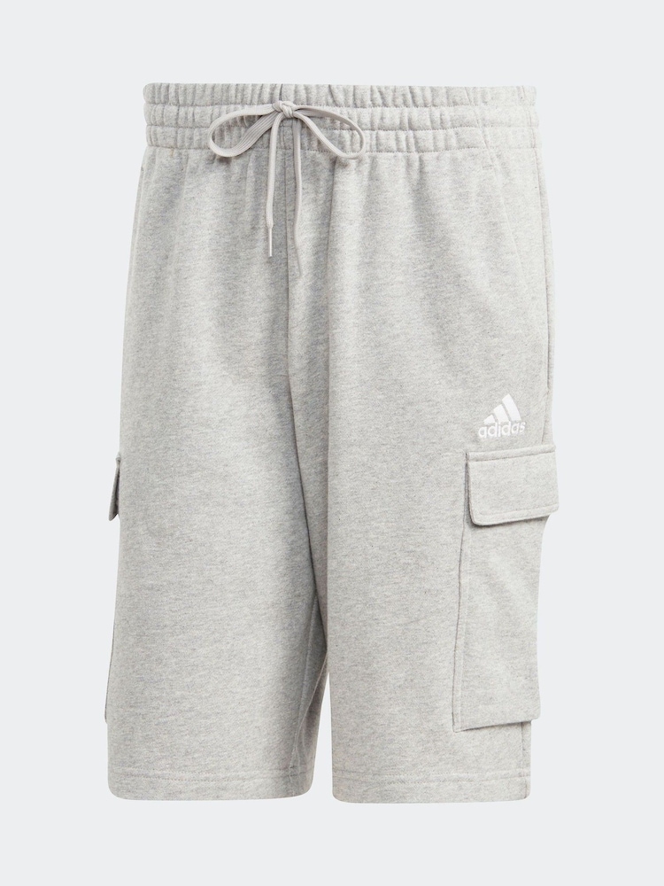 adidas Grey Essentials French Terry Cargo 100% Cotton Shorts - Image 6 of 6
