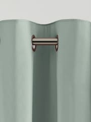 Green Sage Blackout/Thermal Cotton Eyelet Curtains - Image 6 of 7