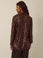 Monsoon Shelby Sequin Fringe Satin Shirt - Εικόνα 2 από 3