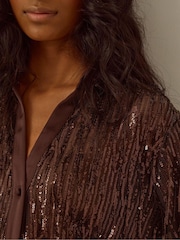 Monsoon Shelby Sequin Fringe Satin Shirt - Εικόνα 3 από 3