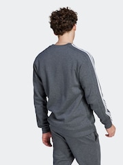 adidas Grey Essentials Fleece 3 Stripes Sweatshirt - Image 2 of 7