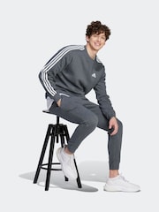 adidas Grey Essentials Fleece 3 Stripes Sweatshirt - Image 4 of 7