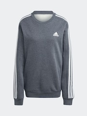 adidas Grey Essentials Fleece 3 Stripes Sweatshirt - Image 7 of 7
